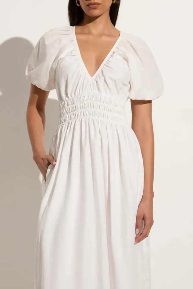 Women Faithfull The Brand Dresses Teatro Midi Dress White