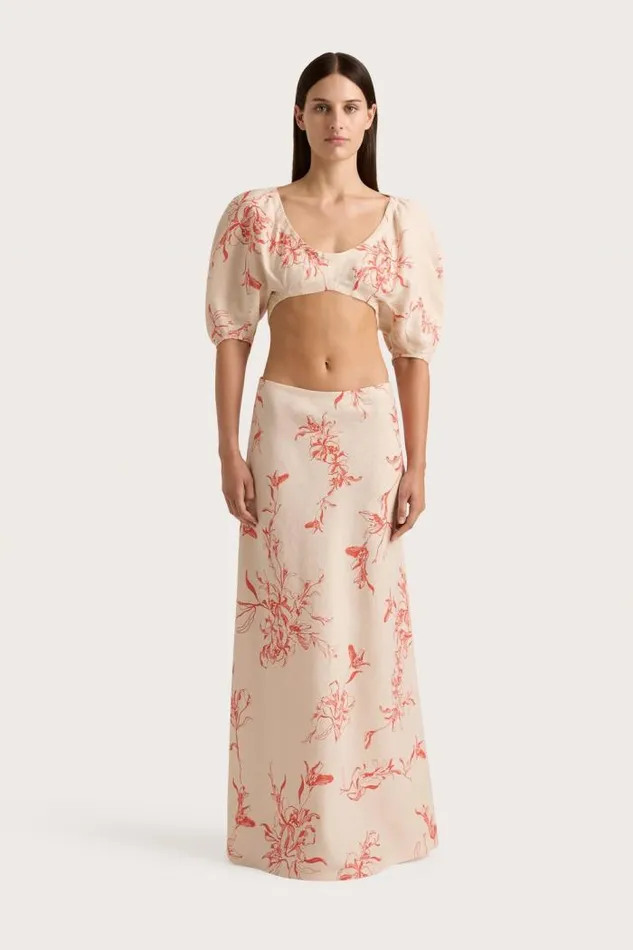 Women Faithfull The Brand Skirts and Shorts Antibes Maxi Skirt Leilani Vermilion