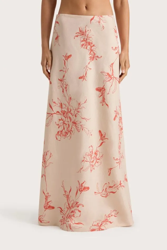 Women Faithfull The Brand Skirts and Shorts Antibes Maxi Skirt Leilani Vermilion