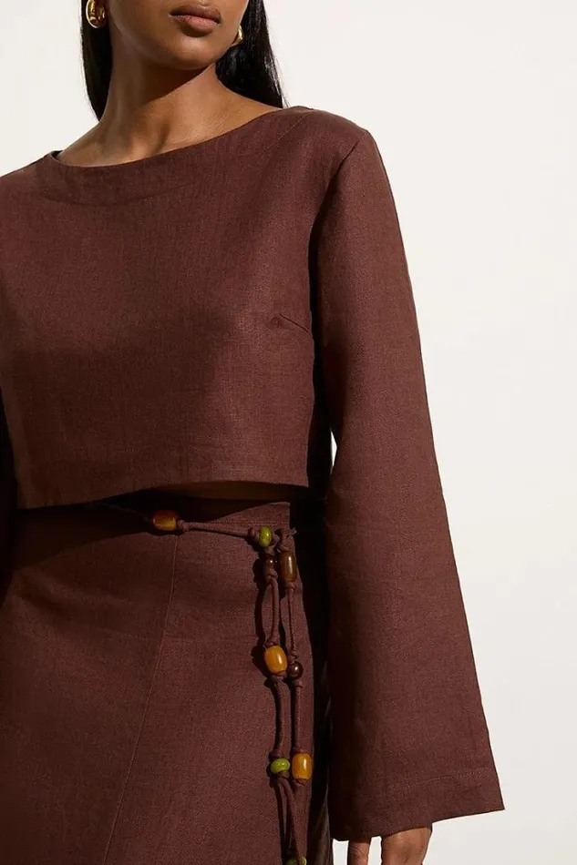 Women Faithfull The Brand Tops Menorca Top Tobacco