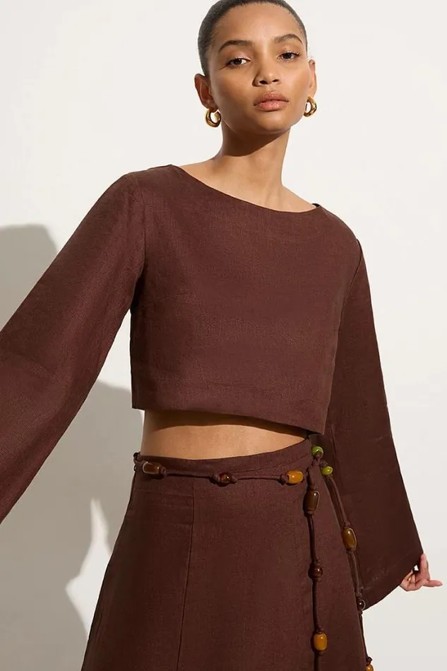 Women Faithfull The Brand Tops Menorca Top Tobacco