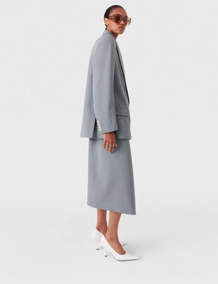 Women Falabella Chain Wool Midi Skirt Mist Stella McCartney Skirts