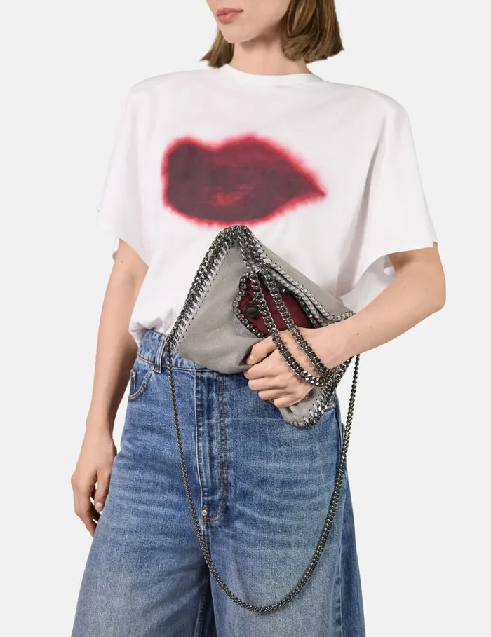 Women Falabella Lips Mini Tote Bag Grey Stella McCartney Iconic Falabella Women Falabella Lips Mini Tote Bag Grey Stella McCartney Iconic Falabella