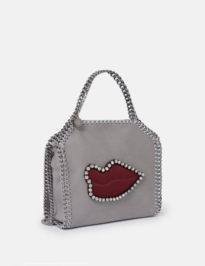 Women Falabella Lips Mini Tote Bag Grey Stella McCartney Iconic Falabella Women Falabella Lips Mini Tote Bag Grey Stella McCartney Iconic Falabella