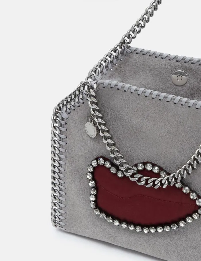 Women Falabella Lips Mini Tote Bag Grey Stella McCartney Iconic Falabella Women Falabella Lips Mini Tote Bag Grey Stella McCartney Iconic Falabella