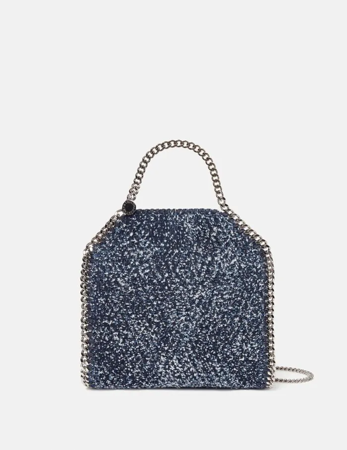 Women Falabella Mini Boucl Tote Bag Speckled Blue Stella McCartney Mini Bags And Clutches