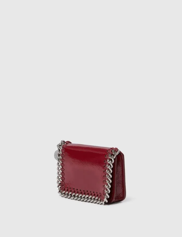 Women Falabella Patent Zipper Cardholder Burgundy Stella McCartney Card Cases