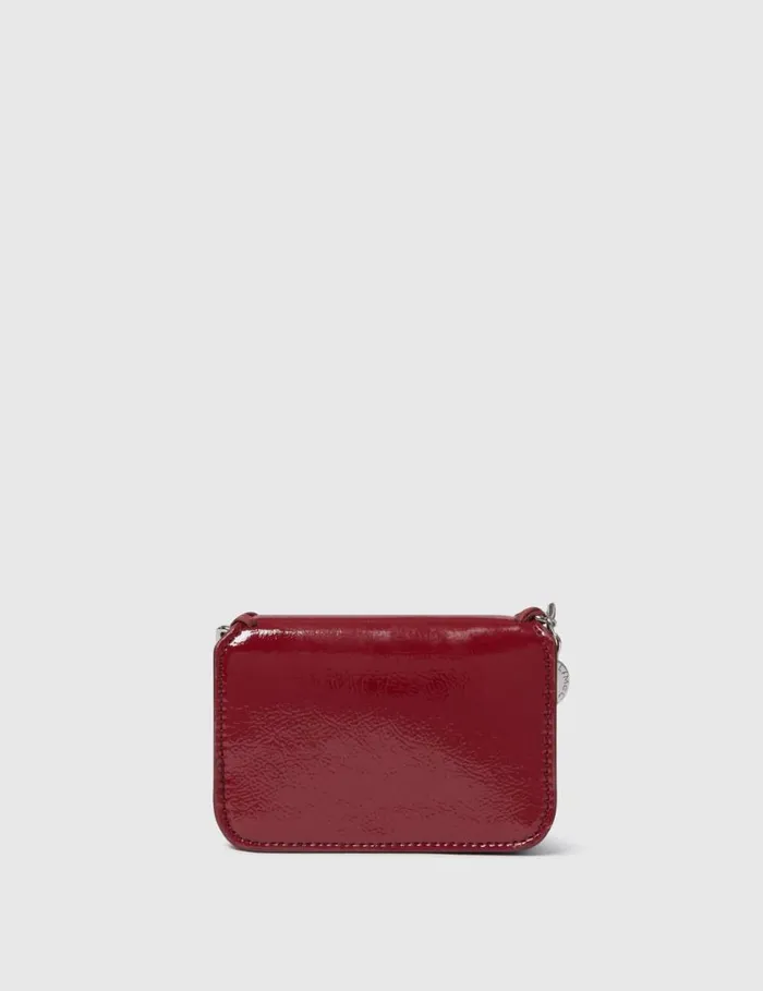 Women Falabella Patent Zipper Cardholder Burgundy Stella McCartney Card Cases
