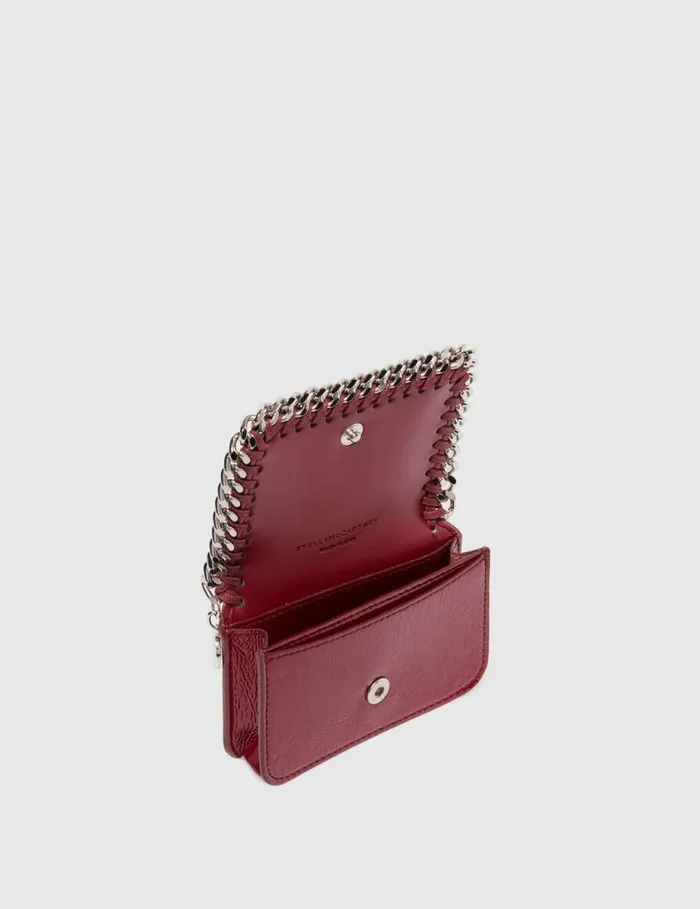 Women Falabella Patent Zipper Cardholder Burgundy Stella McCartney Card Cases