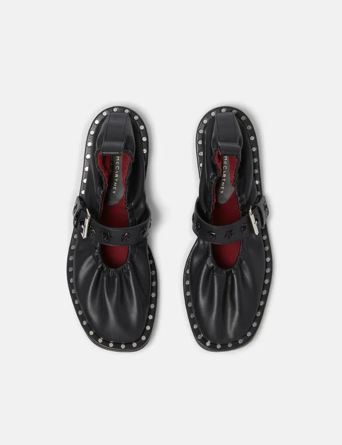Women Falabella StarStudded Ballet Flats Midnight Black And Pure White Stella McCartney Flats Women Falabella StarStudded Ballet Flats Midnight Black And Pure White Stella McCartney Flats