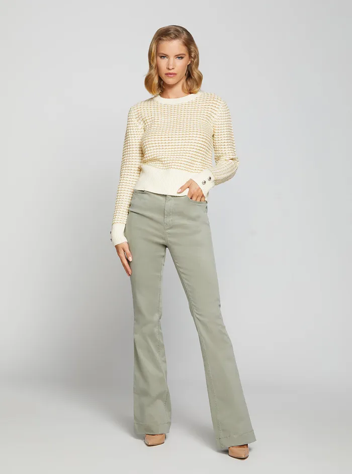 Women Fashion Tops GUESS Cream Multi Georgie Knit Top Women Fashion Tops GUESS Cream Multi Georgie Knit Top