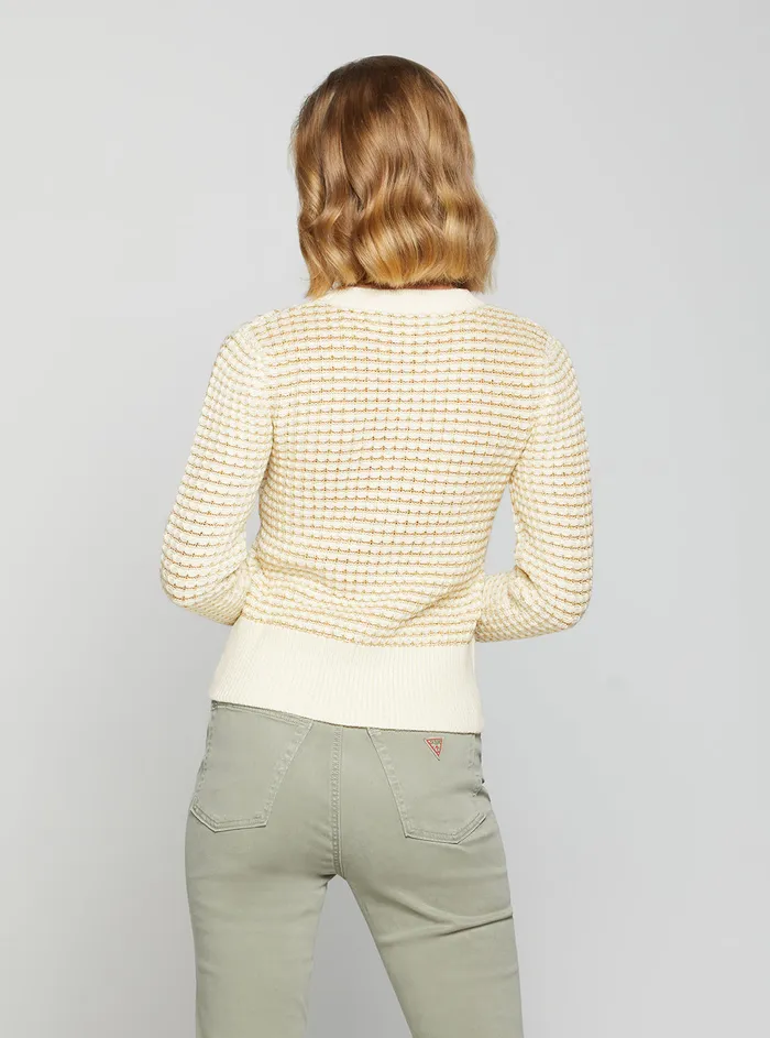 Women Fashion Tops GUESS Cream Multi Georgie Knit Top Women Fashion Tops GUESS Cream Multi Georgie Knit Top