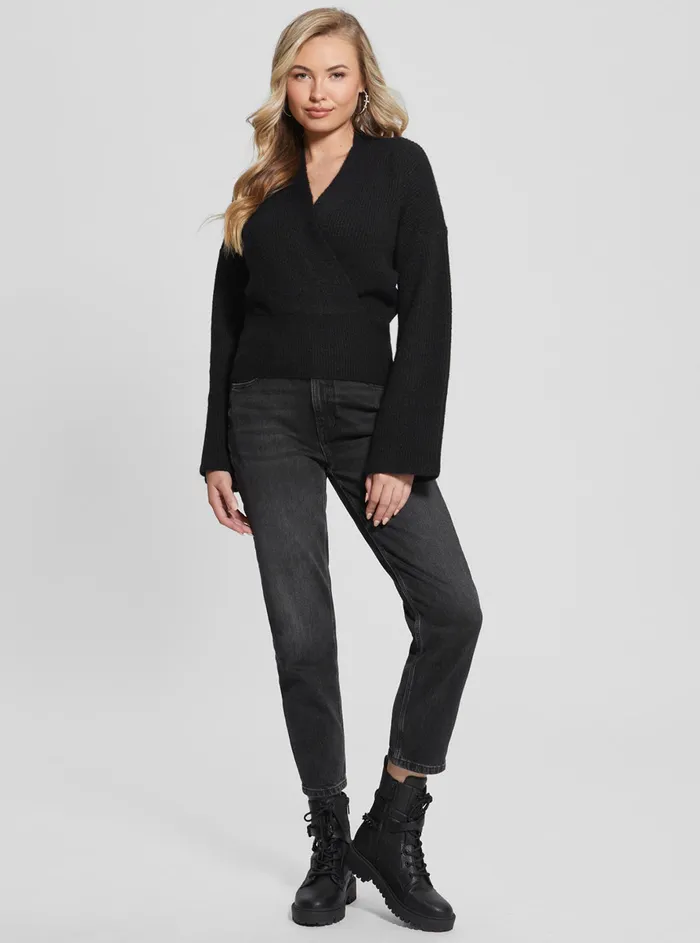 Women Fashion Tops GUESS Eco Black Kimono Nora Knit Top Women Fashion Tops GUESS Eco Black Kimono Nora Knit Top