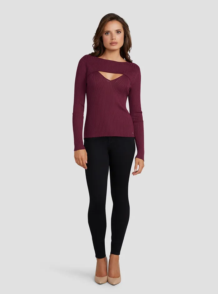 Women Fashion Tops GUESS Eco Pink Marion Knit Top