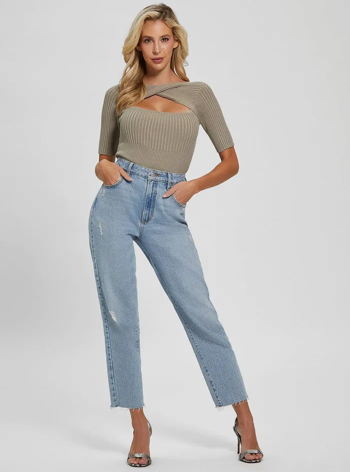 Women Fashion Tops GUESS Eco Sage Aysha Reversible Knit Top Women Fashion Tops GUESS Eco Sage Aysha Reversible Knit Top