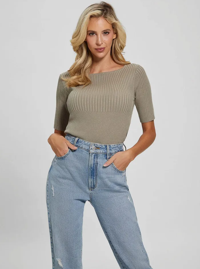 Women Fashion Tops GUESS Eco Sage Aysha Reversible Knit Top Women Fashion Tops GUESS Eco Sage Aysha Reversible Knit Top