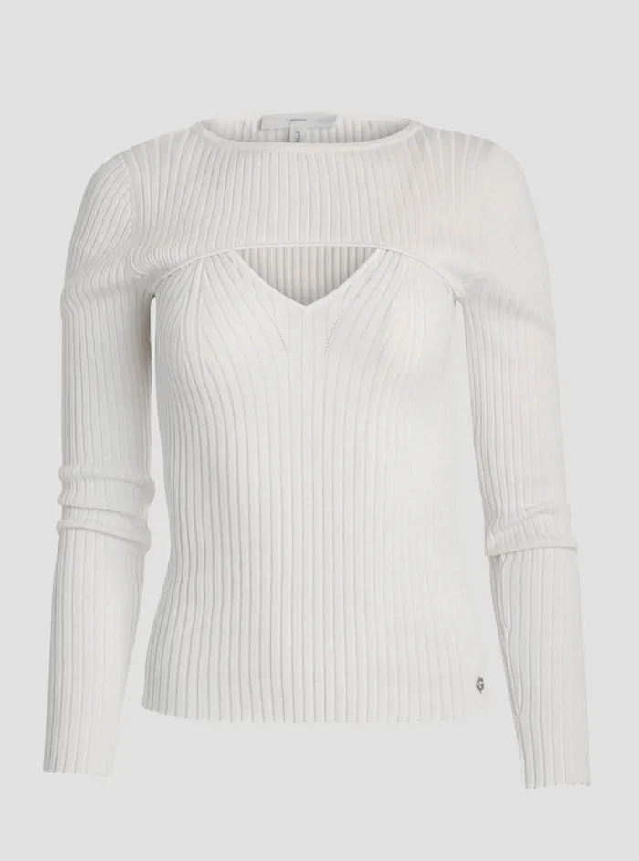 Women Fashion Tops GUESS Eco White Marion Knit Top