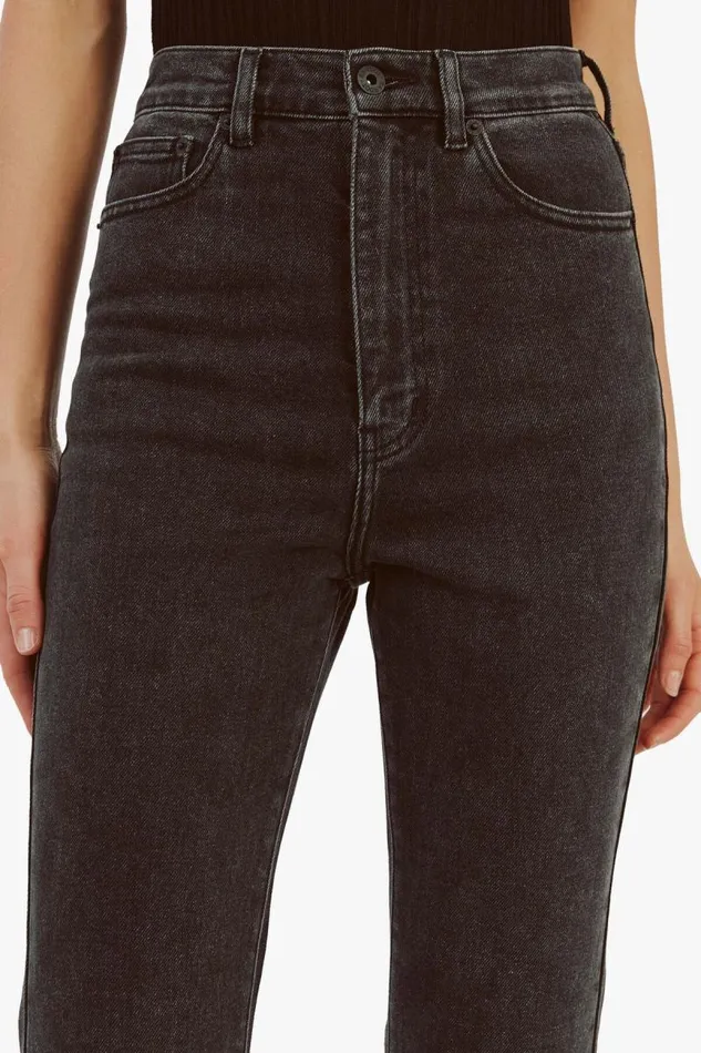Women Flare Jean Bardot Heidi Flared Cropped Leg In Washed Black Washed Black