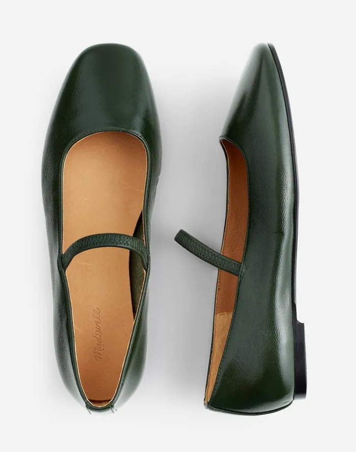 Women Flats and Loafers Madewell The Greta Ballet Flat Dark Forest