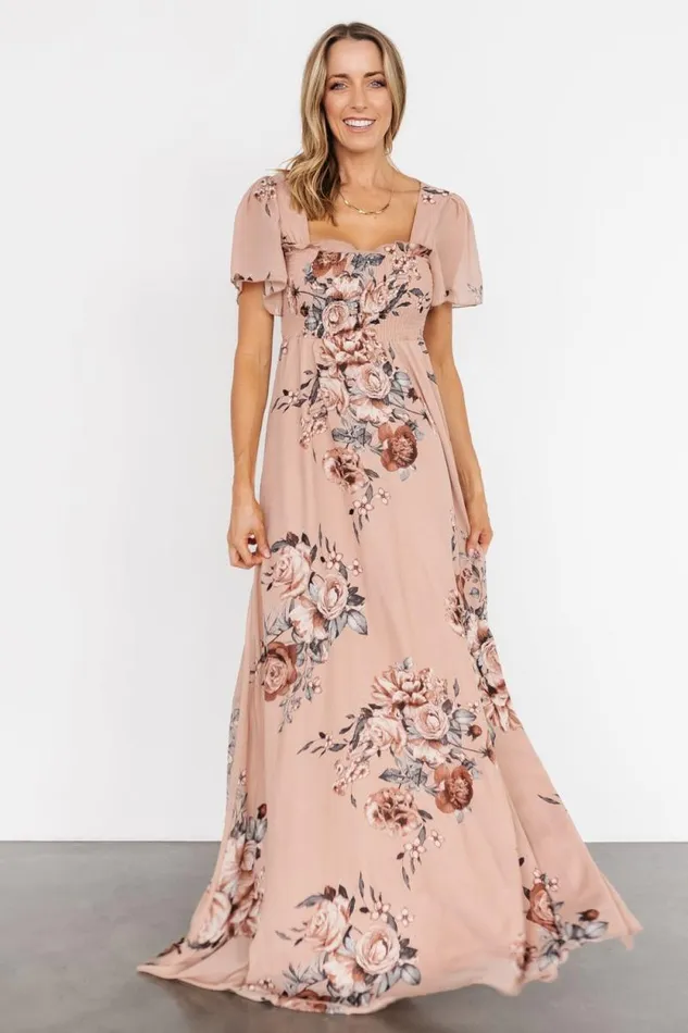 Women Fleur Maxi Dress Nude Floral Baltic Born Maxi Dresses