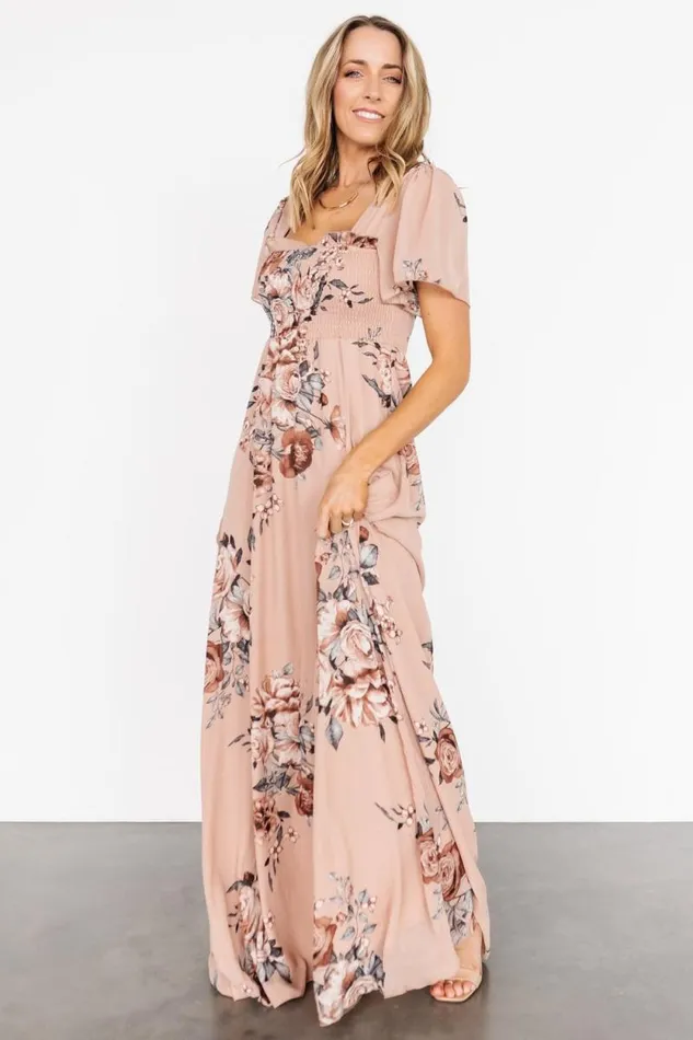 Women Fleur Maxi Dress Nude Floral Baltic Born Maxi Dresses Women Fleur Maxi Dress Nude Floral Baltic Born Maxi Dresses