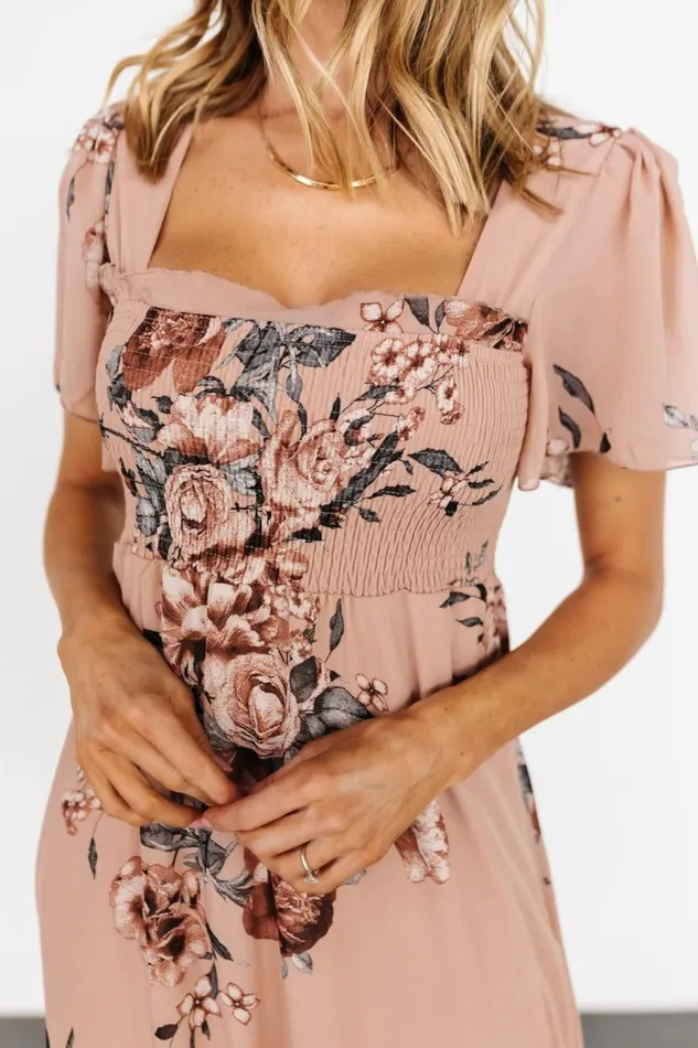 Women Fleur Maxi Dress Nude Floral Baltic Born Maxi Dresses Women Fleur Maxi Dress Nude Floral Baltic Born Maxi Dresses