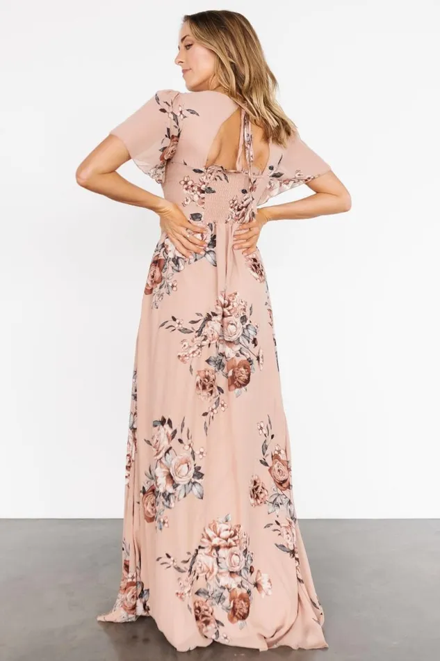 Women Fleur Maxi Dress Nude Floral Baltic Born Maxi Dresses Women Fleur Maxi Dress Nude Floral Baltic Born Maxi Dresses