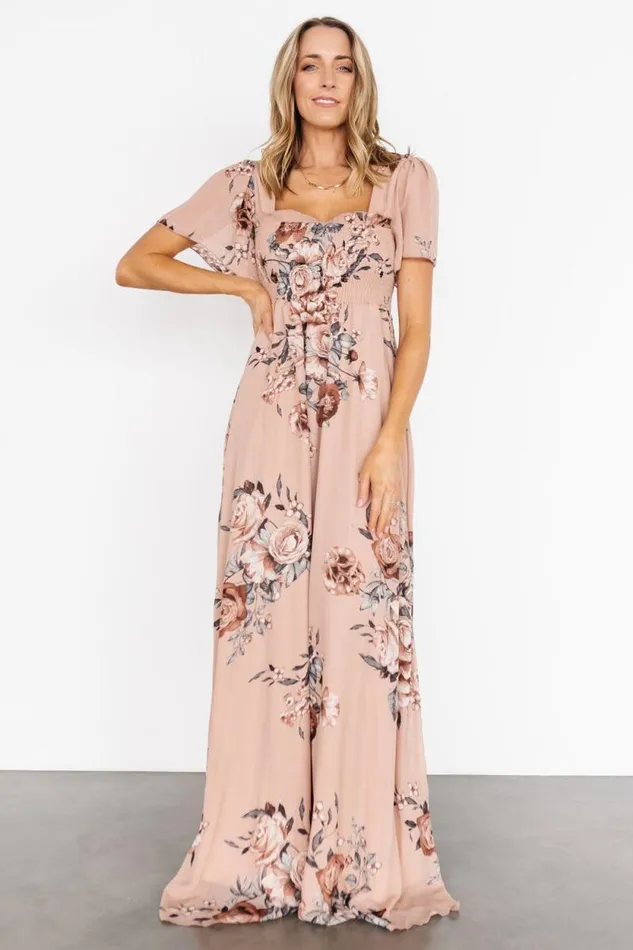 Women Fleur Maxi Dress Nude Floral Baltic Born Maxi Dresses Women Fleur Maxi Dress Nude Floral Baltic Born Maxi Dresses