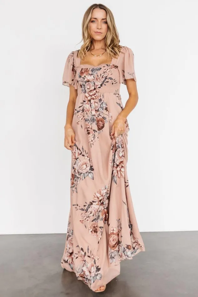 Women Fleur Maxi Dress Nude Floral Baltic Born Maxi Dresses Women Fleur Maxi Dress Nude Floral Baltic Born Maxi Dresses