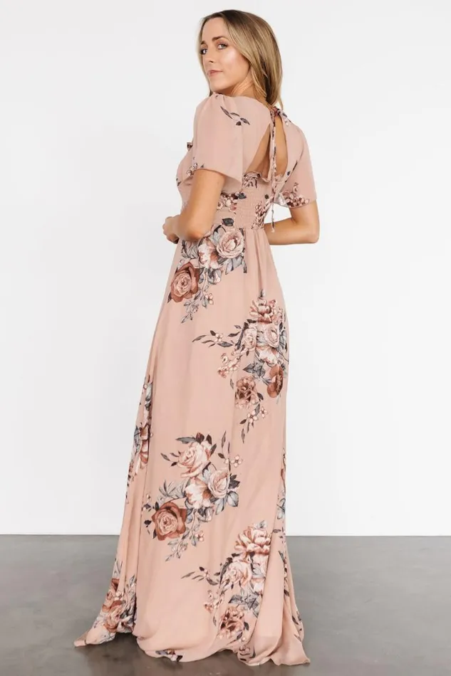 Women Fleur Maxi Dress Nude Floral Baltic Born Maxi Dresses Women Fleur Maxi Dress Nude Floral Baltic Born Maxi Dresses