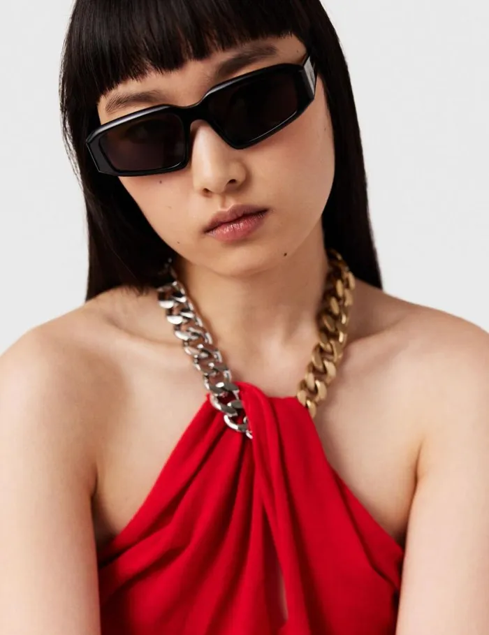 Women Frayme ChainEmbellished Halterneck Top Lipstick Red Stella McCartney Shirts And Tops