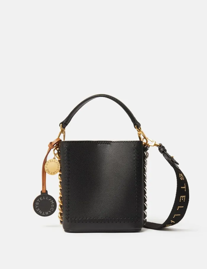 Women Frayme MIRUM Mini Square Bucket Bag Black Stella McCartney TopHandle Bags