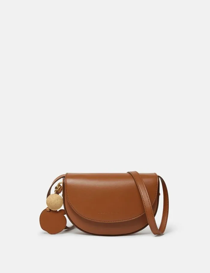 Women Frayme Whipstitch Small Shoulder Bag Tan Brown Stella McCartney Crossbody Bags