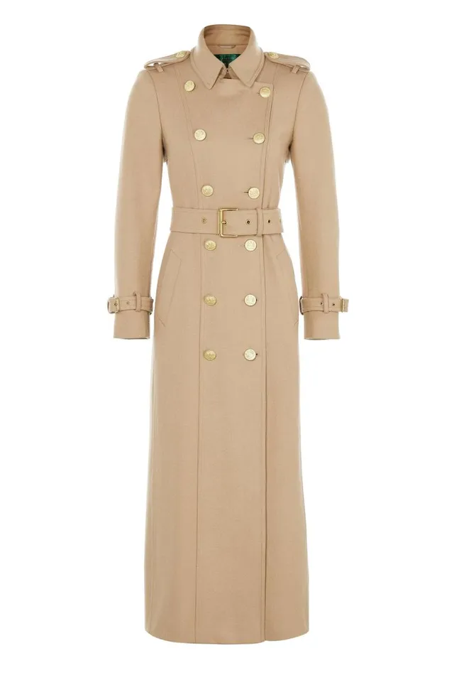 Women Full Length Marlborough Trench Coat Camel Holland Cooper Tailoring