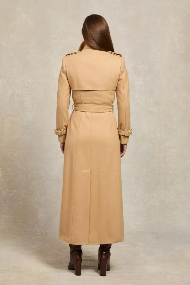 Women Full Length Marlborough Trench Coat Camel Holland Cooper Tailoring