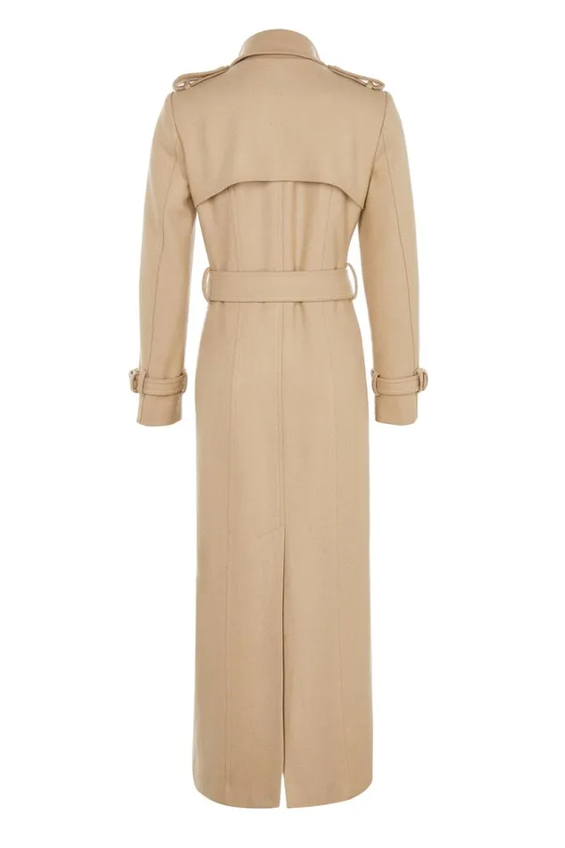 Women Full Length Marlborough Trench Coat Camel Holland Cooper Tailoring