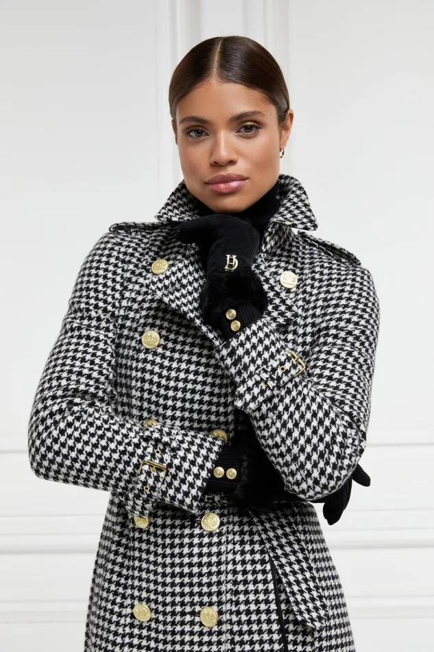 Women Full Length Marlborough Trench Coat Houndstooth Holland Cooper Tailoring