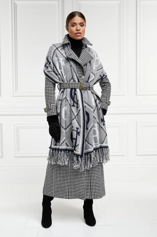 Women Full Length Marlborough Trench Coat Houndstooth Holland Cooper Tailoring
