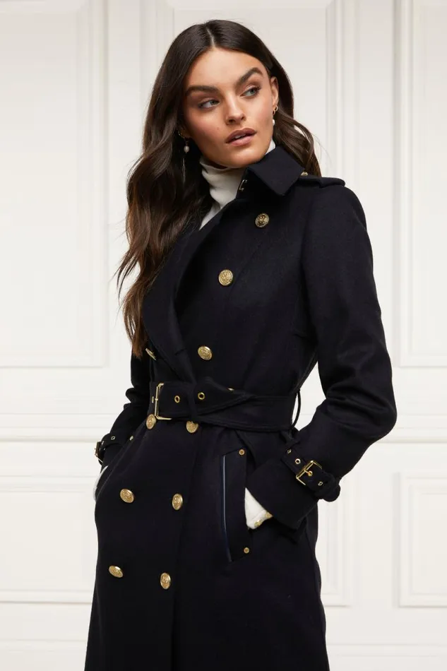 Women Full Length Marlborough Trench Coat Soft Navy Holland Cooper Tailoring