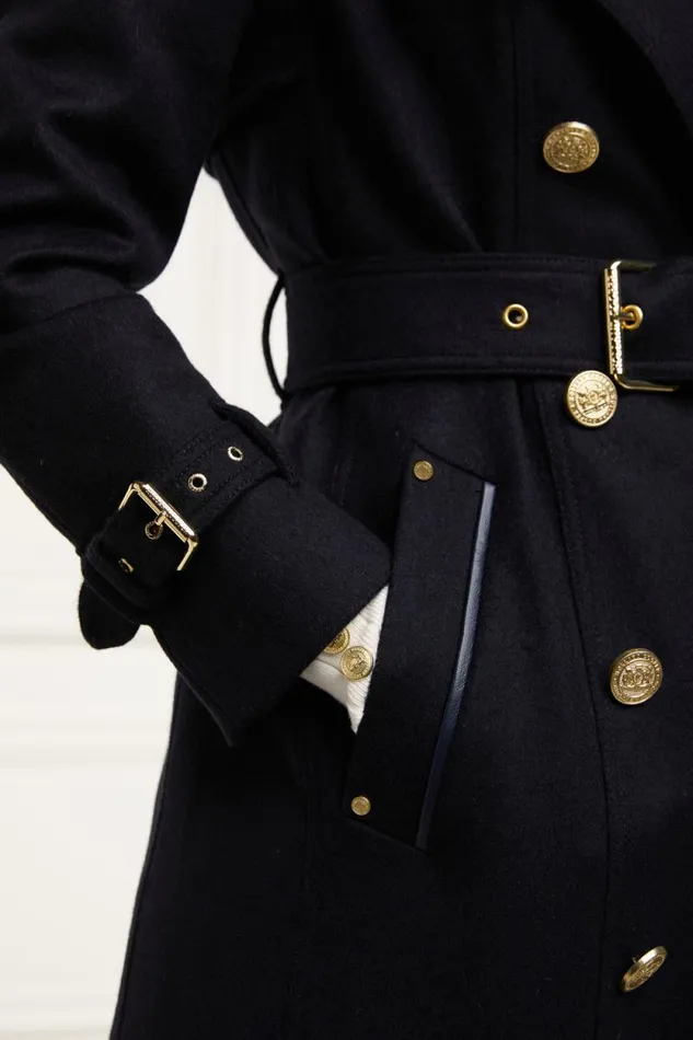Women Full Length Marlborough Trench Coat Soft Navy Holland Cooper Tailoring