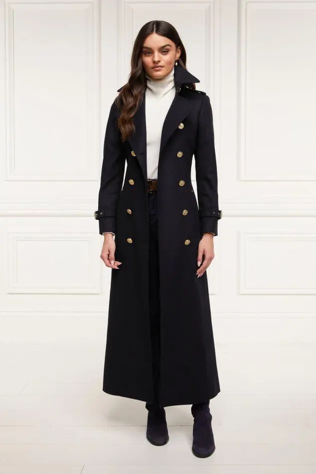 Women Full Length Marlborough Trench Coat Soft Navy Holland Cooper Tailoring