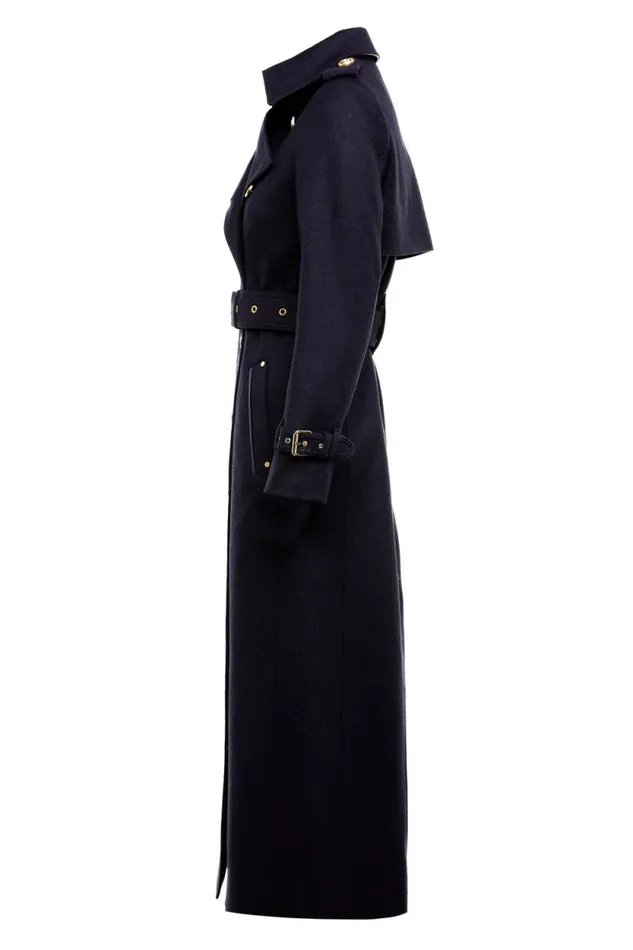 Women Full Length Marlborough Trench Coat Soft Navy Holland Cooper Tailoring