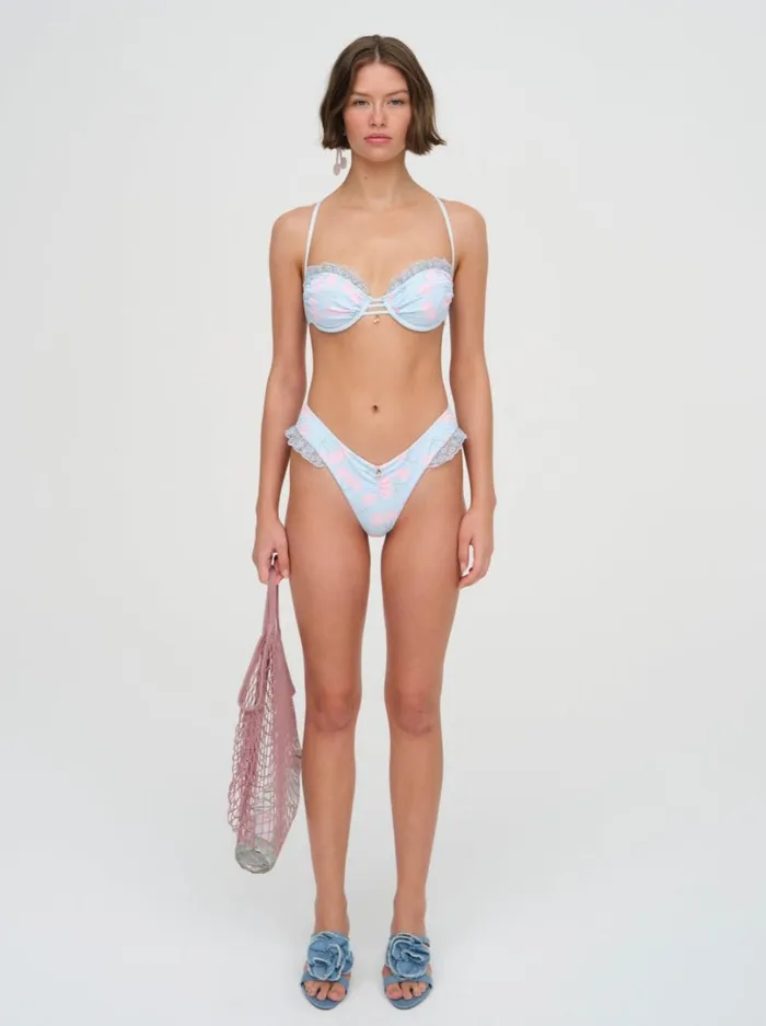 Women Graceanne Ruffle Bikini Bottom Blue For Love and Lemons Swim Women Graceanne Ruffle Bikini Bottom Blue For Love and Lemons Swim
