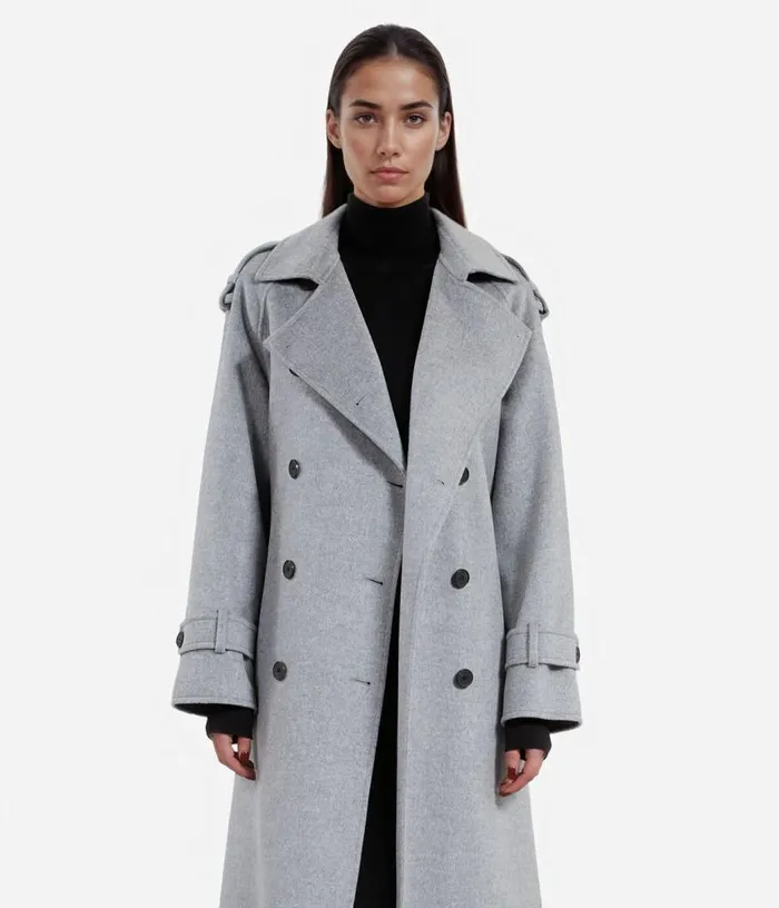 Women Grey Trench Style Coat THE KOOPLES Coats and Jackets