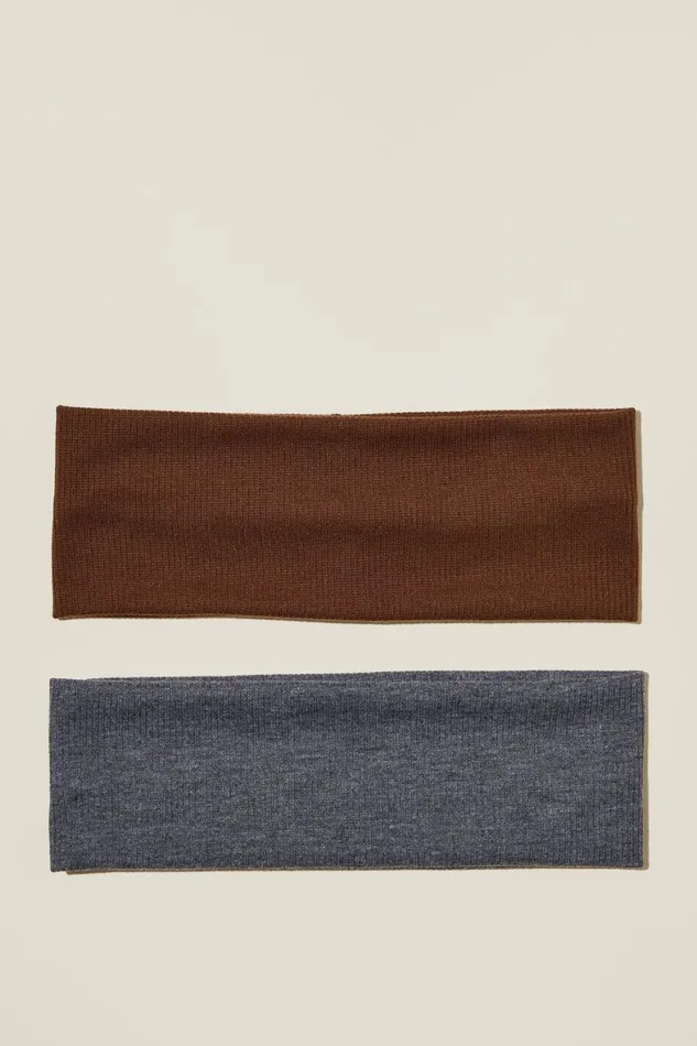 Women Hair Accessories Cotton On 2Pk Soft Headband Dark Oak and Grey Marle