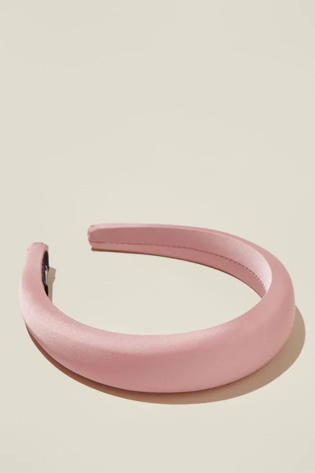 Women Hair Accessories Cotton On Paris Padded Headband Chalk Pink Satin