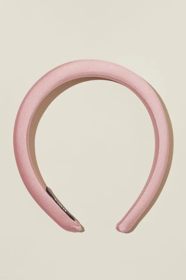 Women Hair Accessories Cotton On Paris Padded Headband Chalk Pink Satin