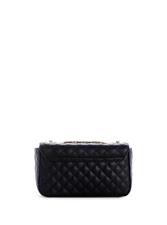 Women Half Flap GUESS Black Rue Rose Mini Crossbody Bag