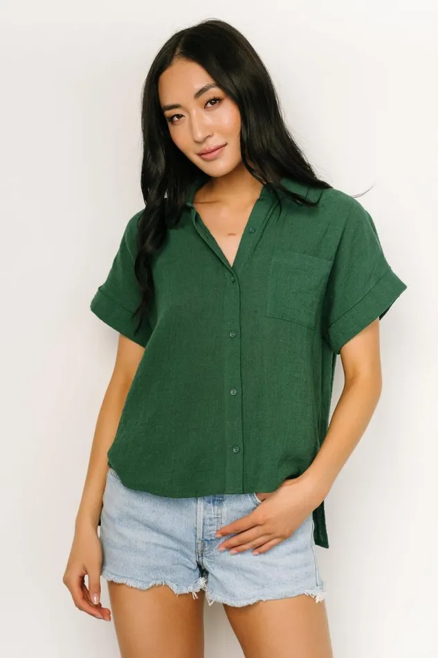 Women Hammond Short Sleeve Top Dark Green Baltic Born Blouses and Shirts