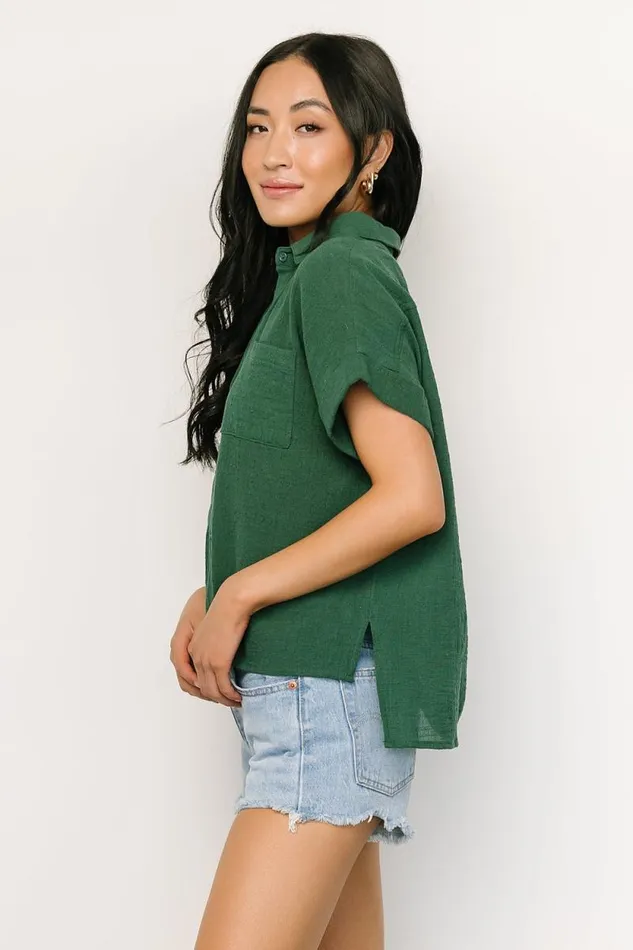 Women Hammond Short Sleeve Top Dark Green Baltic Born Blouses and Shirts